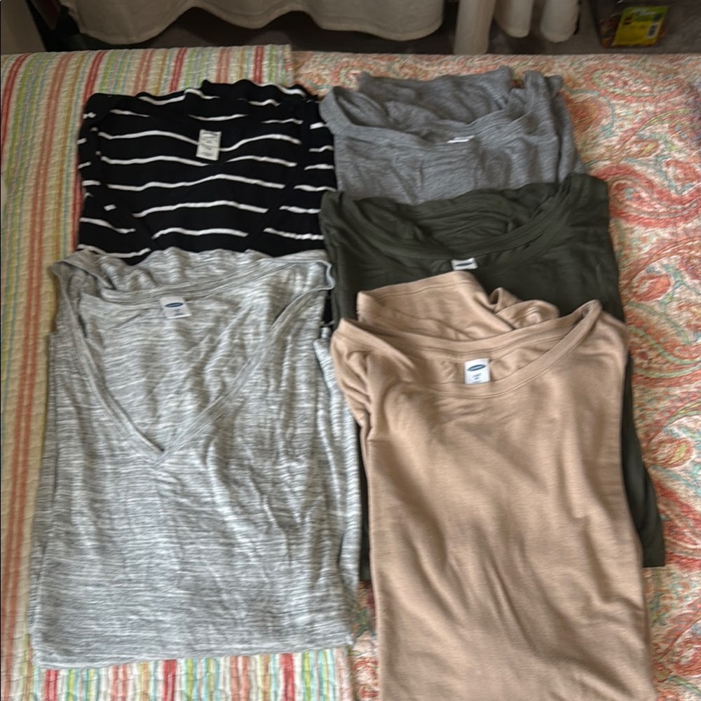 Old Navy Luxe Short Sleeve Tees - Black, Gray, Green, Tan